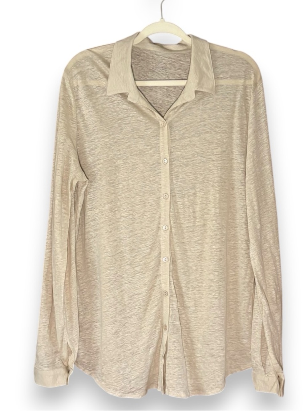 Intimissimi Cream Long Sleeve Button Up Shirt Size Large Neutral